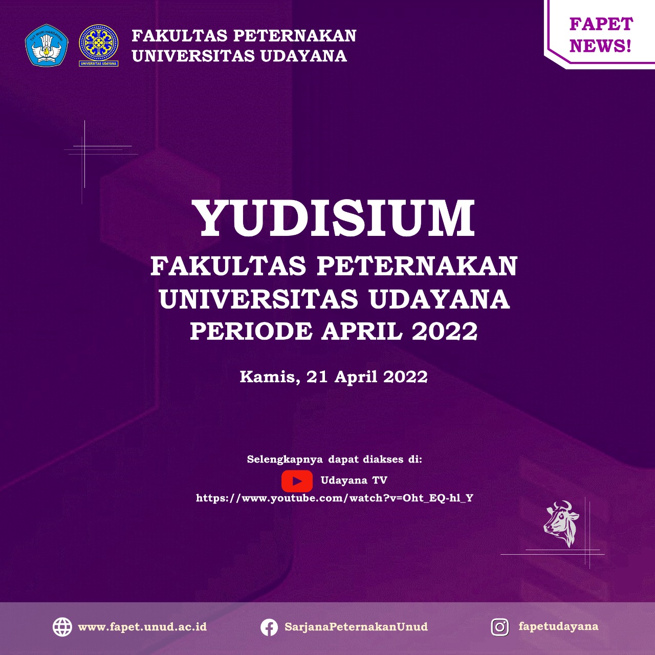 Fakultas Peternakan Universitas Udayana Gelar Yudisium Periode April 2022